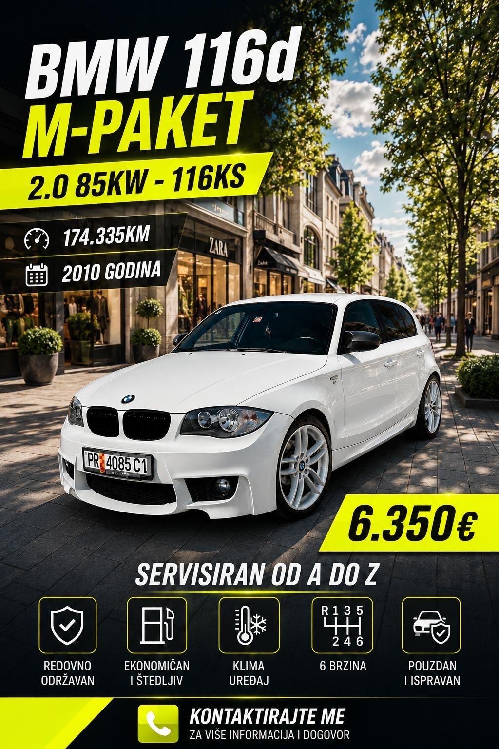 BMW 116d M-PAKET 2.0 85KW-116KS NOV UVOZ